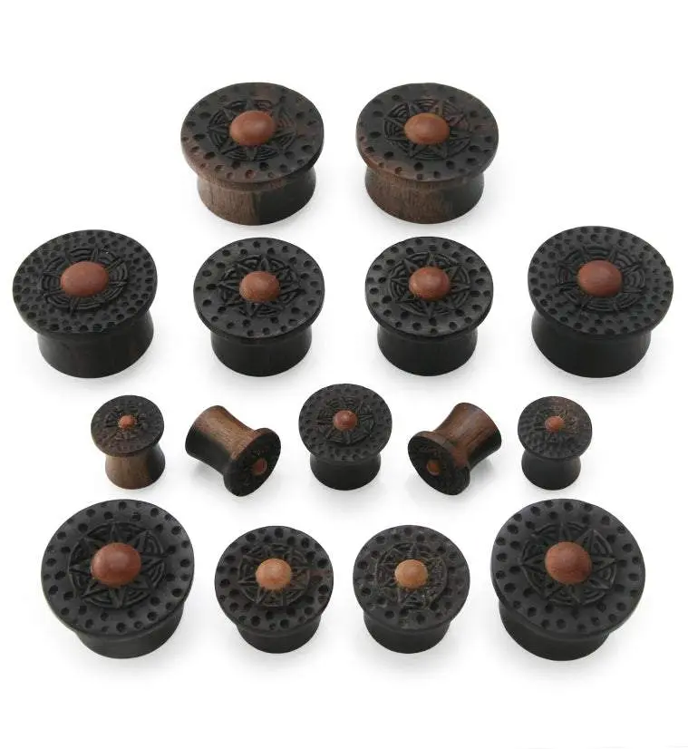 Red Sol Hammered Areng Wood Mayan Flare Plugs