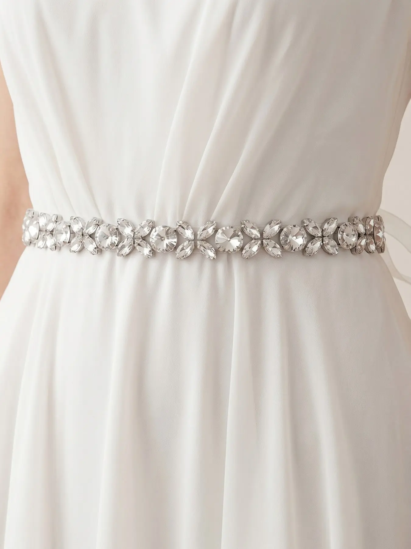 French Slimming Bride Rhinestone Belt, Handmade Wedding Dress Accessory, Elegant Flower Rhinestone Transparent Ribbon Waist Chain, Party Hairband Dual Use, Rhinestone Decor Belt, Rhinestones Belt, Rhinestone Decorated Belt
