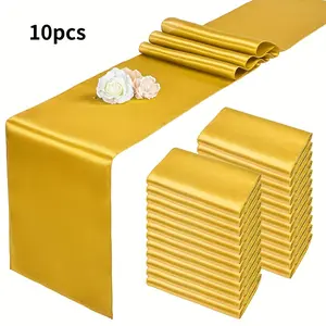 10pcs High-Quality Satin Table Runners, 12x108 Inches, Perfect for Birthday Parties, Weddings, Graduations, Multiple Colors, Rectangular & Round Tables