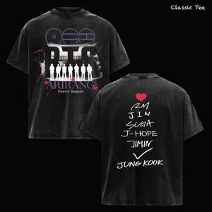 Bangtan Arrang Washed T-Shirt, Hoodie – Vintage Washed Oversized Graphic T Shirt, Bangtan Inspired Kpop Streetwear, Forever Bangtan Fan Design, Retro Idol Aesthetic, Heavy Cotton Washed Tee, Casual Unisex Men Women Top, Gift for Kpop Fans CWT