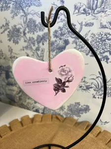 Pink Valentine Ceramic Ornament, home decor, floral romance
