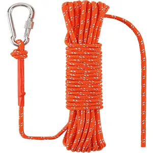 Reflective Orange Marine Floating Rope, 1/4 in (6mm) x 100 Ft (30m) for Boating, Anchoring, Mooring, Boat Dock Lines