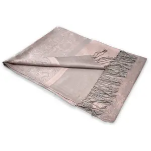 Dusty Pink Taupe Paisley Pashmina Scarf