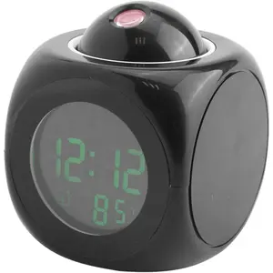 LED Projection Alarm Clock with Talking Temperature and Time Display for Bedroom Desk and Wall Use