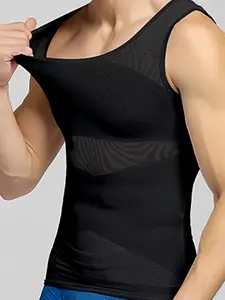 1 Count Men's Firm Control Body Shaper Tank, Breathable Elastic Fabric Comfortable Athletic Vest, Chest Support & Abdomen Smoothing Base Layer Top, Compression Shirts, Perfect for Daily Casual & Workout & Fitness & Outdoor Activities