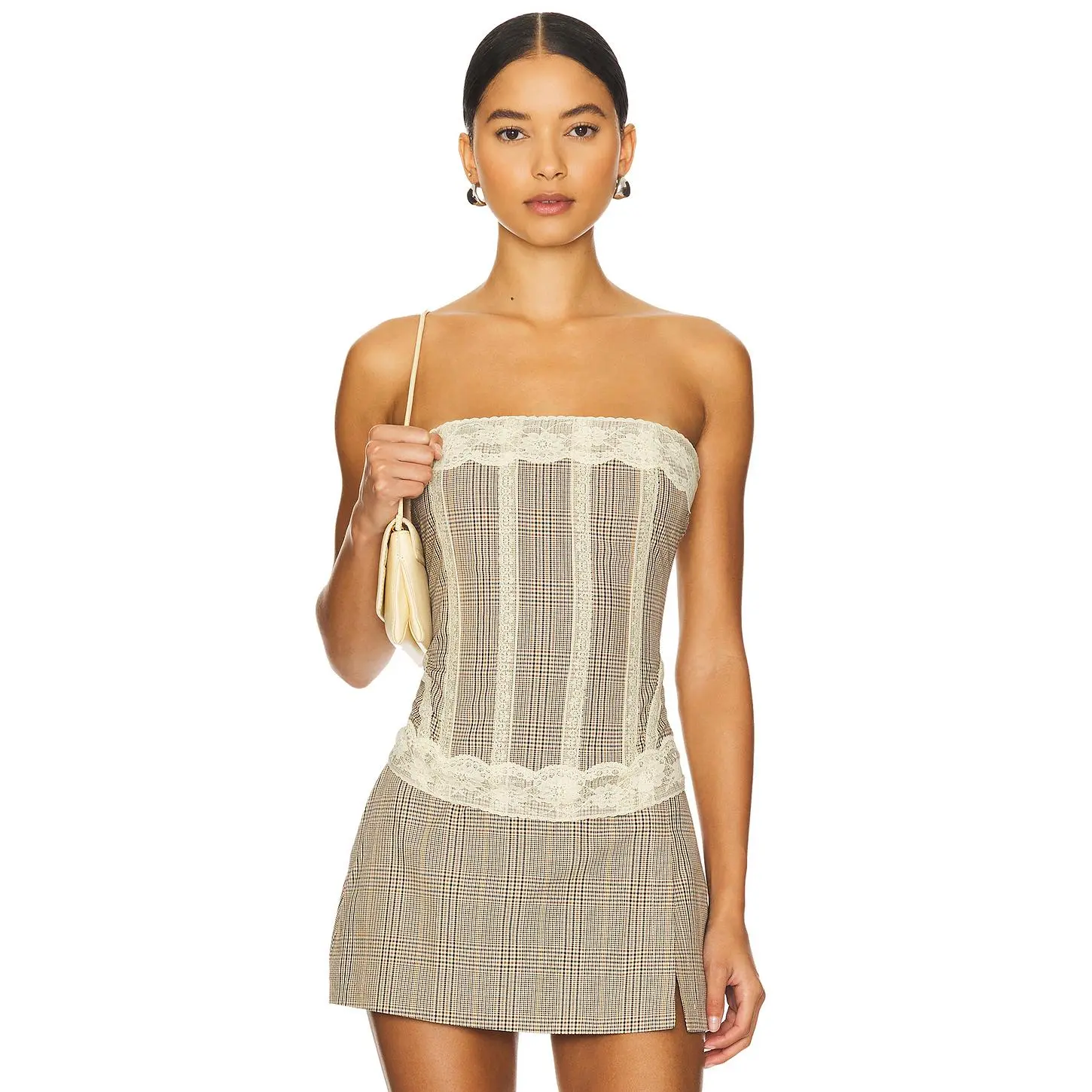 Miaou Libra Corset in Brown Check