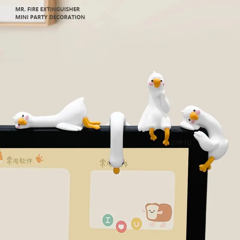 4PCS So Tired Lazy Duck Mini Desk Accessory, Desk Ornaments Work Partner, Cute Mini Goose Statues for Car Dashboard,Funny Desk/TV/Photo Frame Decorations, Perfect Desktop Decorations for Computer Screens, Office & Home Decor Accessories
