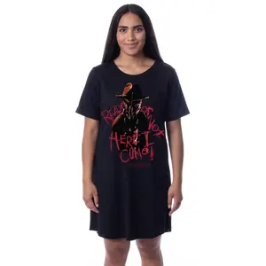 Nightmare On Elm Street Womens' Freddy Krueger Nightgown Sleep Pajama Dress