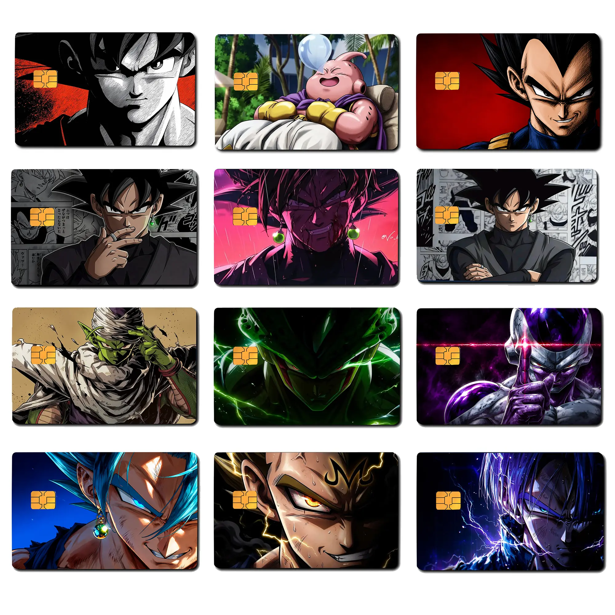 DBZ Anime 90s Credit Card Skin Sticker, Pre-Cut Anime Character Decal Cover, Standard Size Wrap with Vibrant Character Design for Small Chip Credit Cards