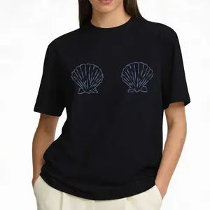 Playful Seashell Bra Line Art Graphic T Shirt For Beach Lovers And Summer Vacation Enthusiasts