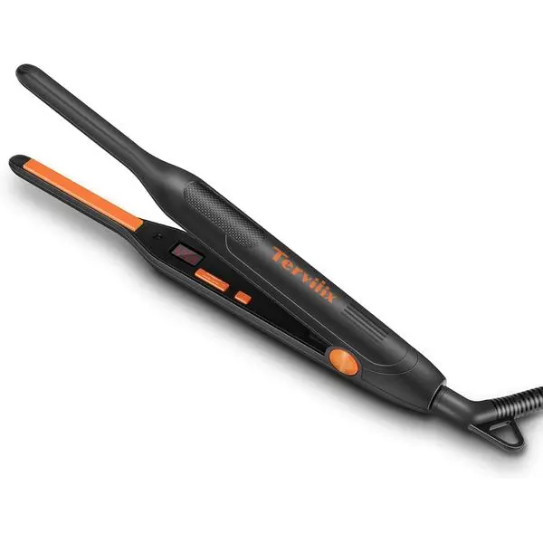 Terviiix Small Flat Iron for Short Hair, 3/10 Inch | Temperature Adjustable, Pencil Flat Iron, Beard Straightening, Tourmaline Ceramic Plates, Dual Voltage
