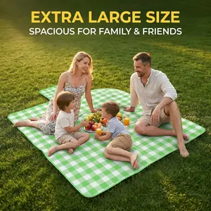 Large Picnic Mat 78.74in*78.74in, Foldable Outdoor Blanket, Waterproof Beach Pad, Ideal for Camping, Family Weekend, Park Activities