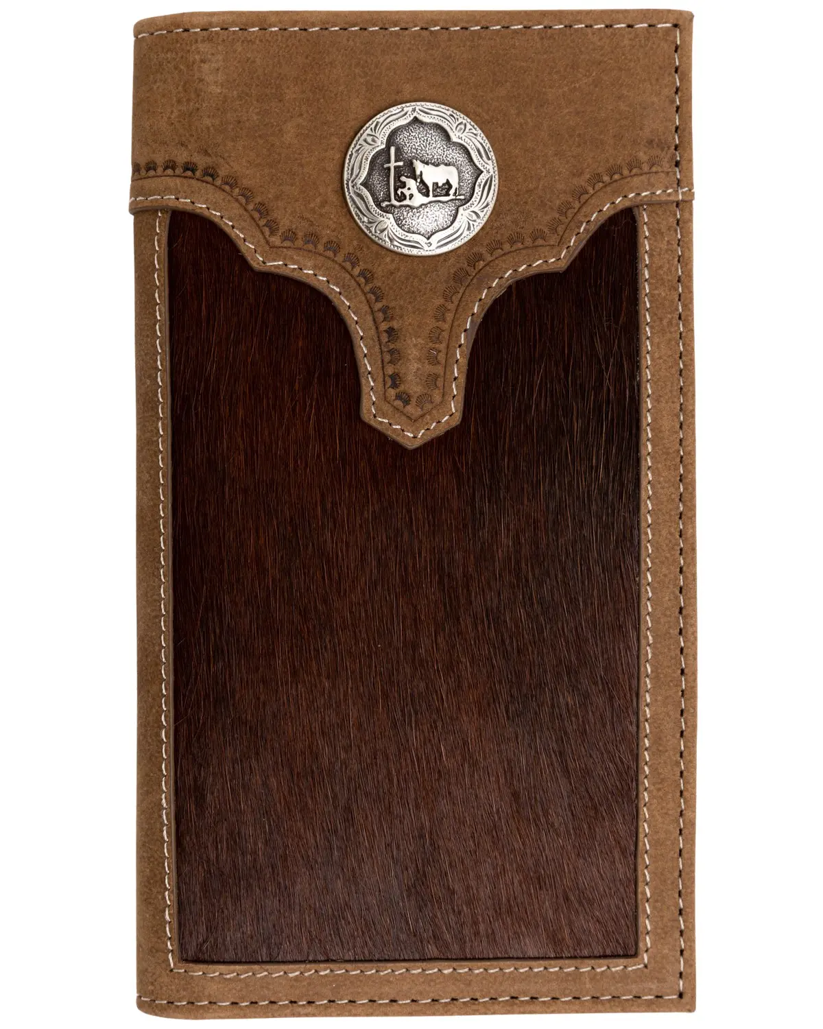 Cody James Men's Men'S Hair On Praying Cowboy Leather Checkbook Wallet - Cjaho19wt13
