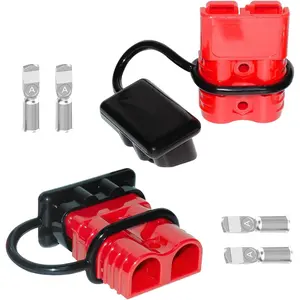Anderson Connector 2 Pcs, 50 Amp 12-36v Batteries Quick Connect/Disconnect Plug Kit, Connectors for 6 to 12 Gauge Cables, for Car Bike ATV Winches Lifts Motors More,SB50 Red