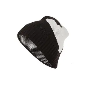 Minimalist Black & White Beanie- Graphic Knit Hat