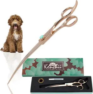 Kenchii Rose Dog Grooming Scissors, 8 Inch Curved Shears, Dog Scissors for Grooming, Ergonomic Design for Comfort and Precision, Heavy Duty, Durable and Sharp