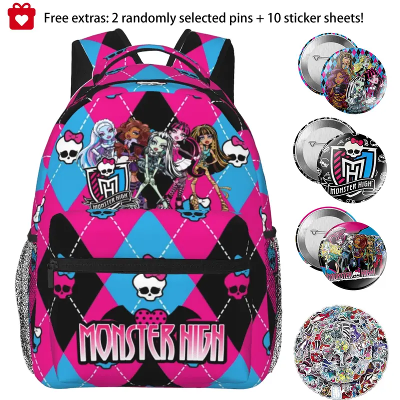 Monster high Backpack Monster high dolls Lightweight Bagpack Monster high doll Travel School Bag with Multiple Pockets For Work And Travel, Versatile Daypack with Laptop Sleeve for Commuting, Hiking & College