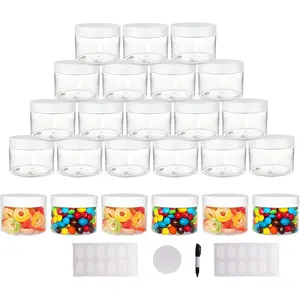 24 Pack 10 oz (300 ml) Plastic Jars with Lids,  Storage  Jars, Craft Storage Favor Jars//Empty Wide-Mouth Jars for  Butter, (Clear)