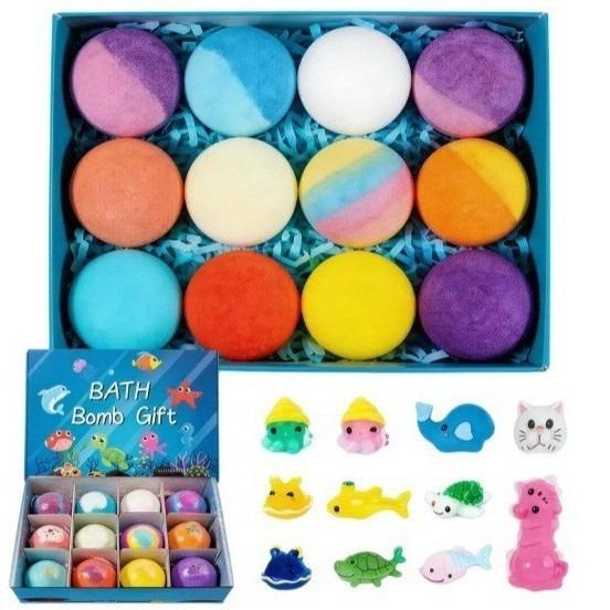 Fizzy Ocean Bath Bomb Gift Set, Scented Bath Salts Ball with Toy for Tub Spa, 60g