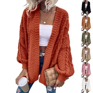 Imily Bela Womens Oversized Cardigan Sweaters Open Front Cable Knit Lantern Long Sleeve Chunky Outwear Coats