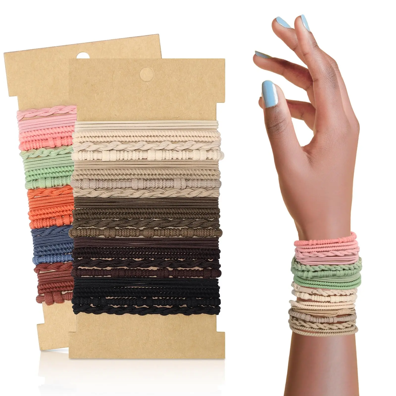Boho-Chic Confidence Style Hair Scrunchies Set, Polyester Elastic Hair Accessory, All-Season Elastic Rubber Bands, Everyday Stylish Fashion Accessory for Women