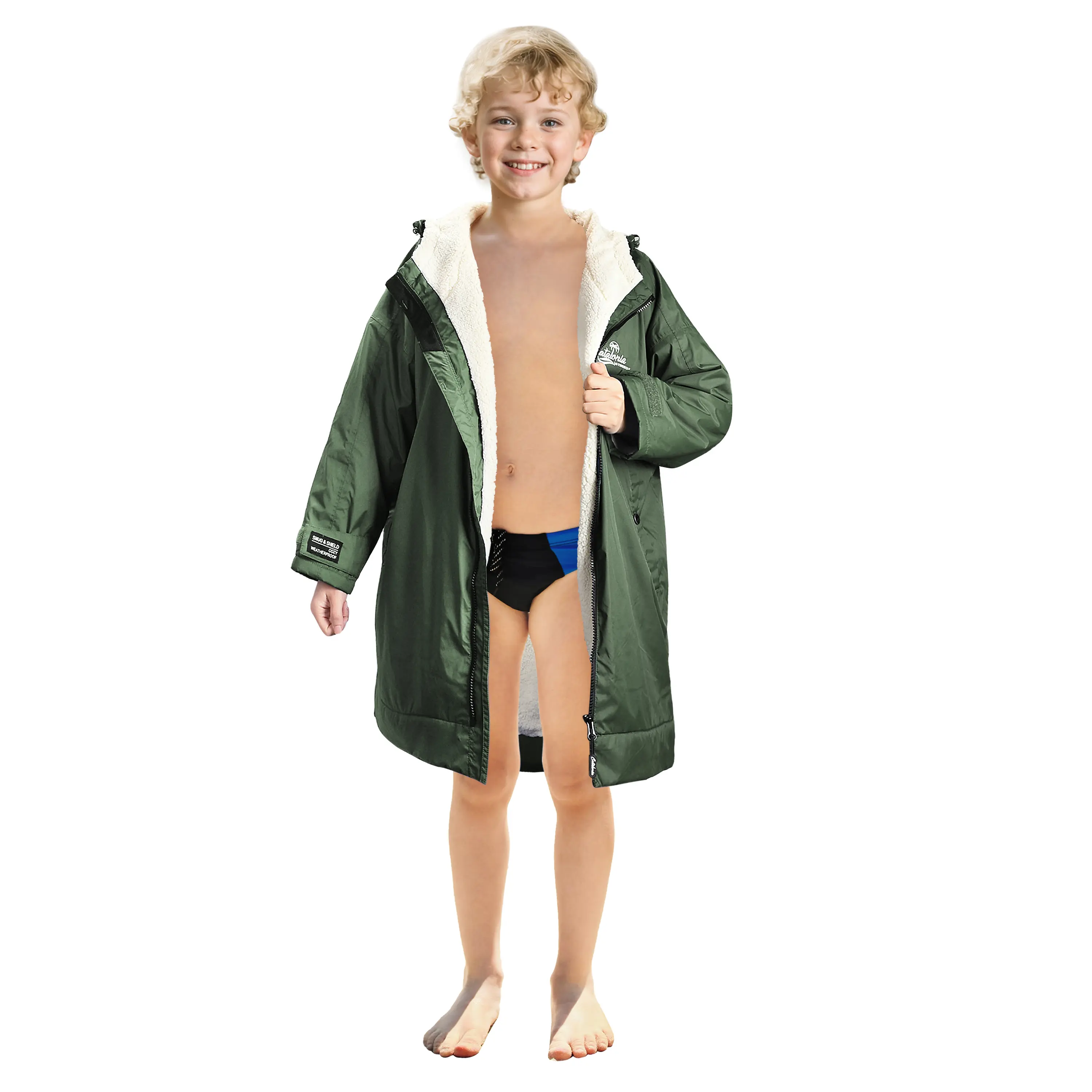Catalonia Swim Parka, Lightweight Surf Swim Jacket, Waterproof  Warm Swim Coat, Changing Poncho Robe