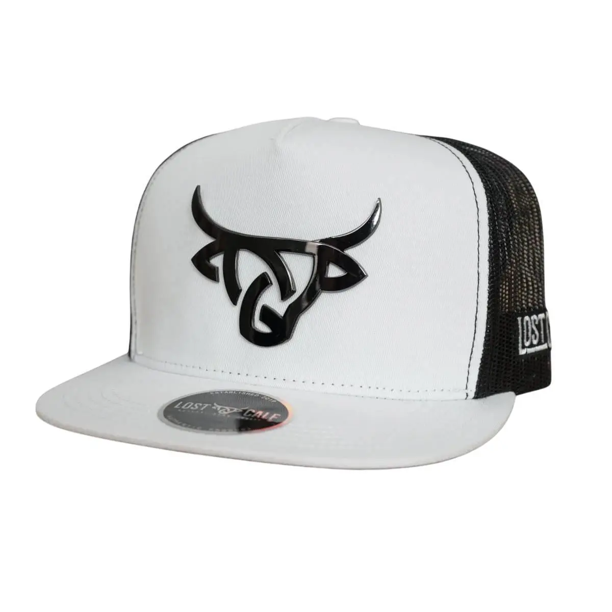 Lost Calf Unisex Iron White & Black Mesh Back Snapback Hat