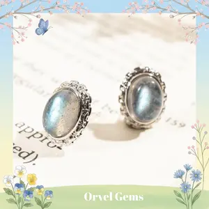 Labradorite Stud Earrings – Iridescent Crystal Gemstone Jewelry, Blue Rainbow Flash, Protective Spiritual Gift for Her, Perfect for Daily Wear and Special Occasions