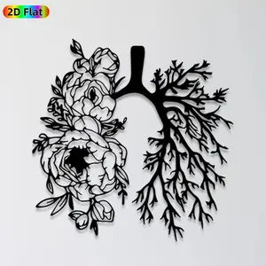 1pc Lung & Floral Metal Wall Art,Lung & Floral Statue Mural, Ideal Gift for New Year, Easter, Nature & Anatomy Enthusiasts, Rust-Resistant Metal Wall Decor Wall Sculptures, Perfect for Living Room Wall & Garden Fence, Unique Home Decor Accent