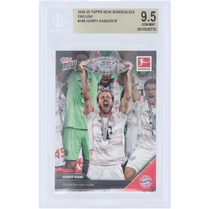 Harry Kane FC Bayern Munich 2025 Topps Now Secures First Major Trophy #189 BGS Authenticated 9.5 Card