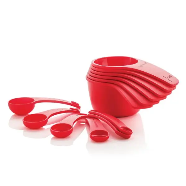 Tupperware Measuring Mates 12-Piece Red Kitchen Gadget Set - Includes 6 Cups & 6 Spoons for Precise Liquid Measurements - Dishwasher Safe & Compact Storage - Perfect for Cooking & Baking