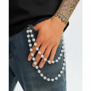 Y2K Aesthetic Layered Pants Chain - Sparkling Rhinestone Wallet Chain for Men & Women, Grunge Punk Jeans Accessory, Trendy Streetwear Waist Chain