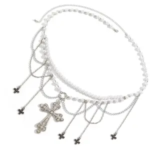 Elaborate Pearl Belly Chain for Dresses — Women’s Waist Chain with Charms