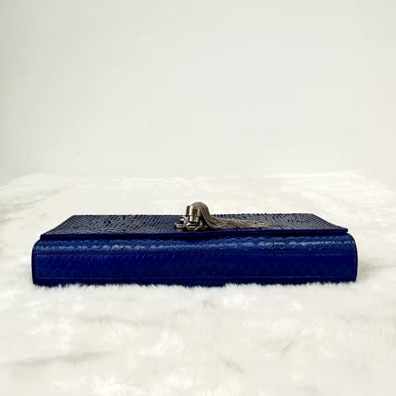 Pre-owned Yves Saint Laurent YSL Saint Laurent Klein Blue Snakeskin Clutch Bag | Dust Bag|21234877