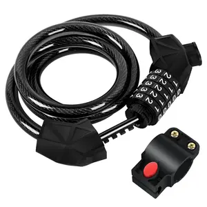 Anti-Theft 5-Digit Code Bike Lock with 4ft Steel Cable, 100000 Combinations, Weatherproof PVC, User-Settable Code, Universal Fit, 30-Second Reset Bike Security Bike Lock Mount Bike Protection Bike Safety tiktokshopspringglowup