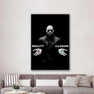 Matrix Morpheus Poster, Red Pill Blue Pill Art, Reality vs Illusion Wall Print, Movie Quote Art, Cyberpunk Decor, Sci-Fi Wall Gift