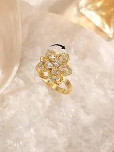 Water Drop Diamond Flower Rotating Ring for Women, Court Retro Style, Anti-Anxiety Relief, Luxury Jewelry Gift