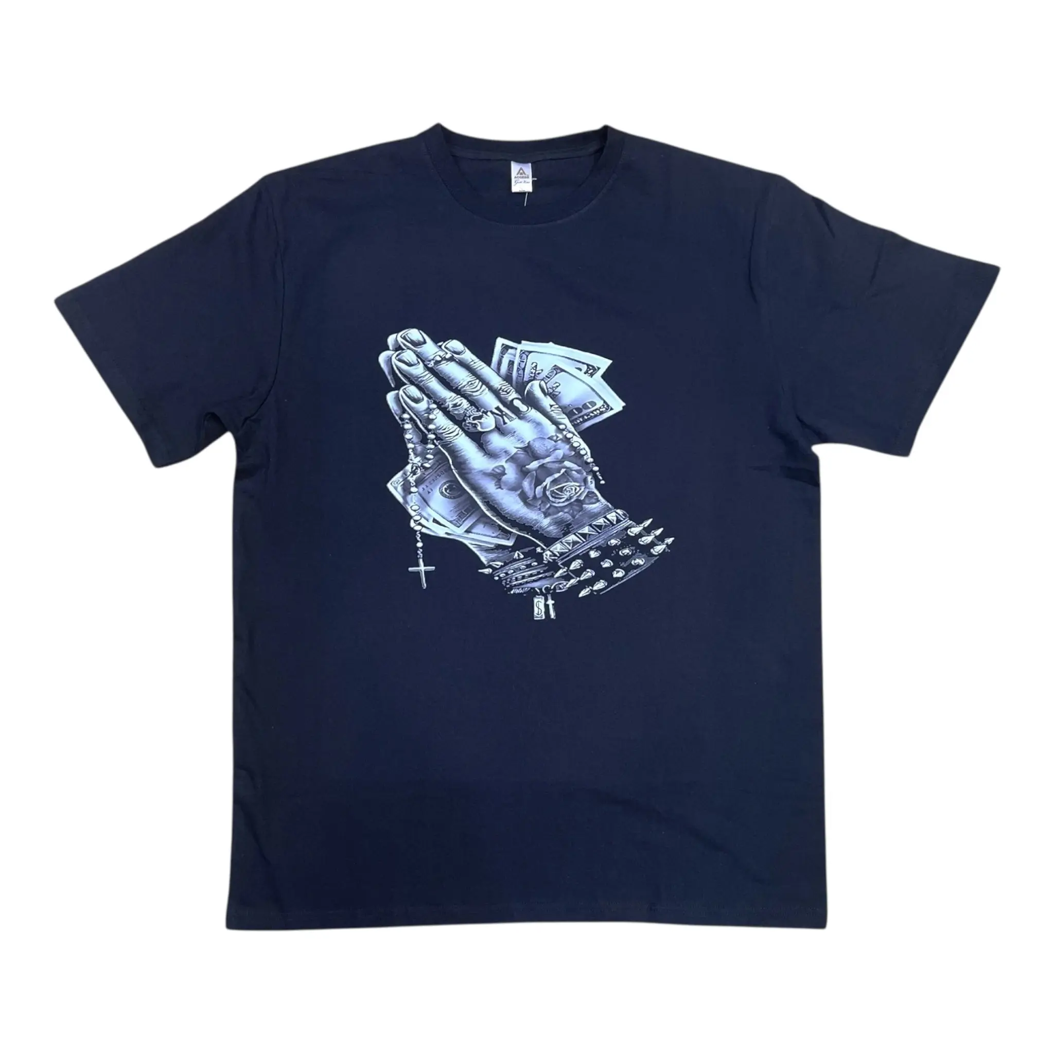 JC020425 - Praying Hand With Heavy Money Regular-Fit Graphic T-Shirt