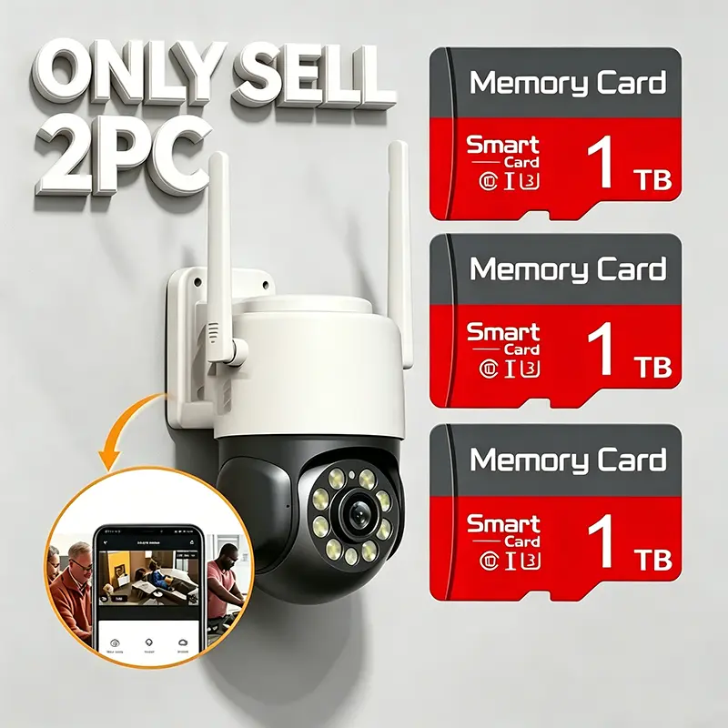 2 Pack Durable SD Memory Card for Car Audio & Mobile Phones, 1TB MicroSDXC Card for Dash Cams, Micro TF SD Cards for Surveillance Cameras, Micro SD Card for PC, SD Card with Adapter for Secure Data Storage