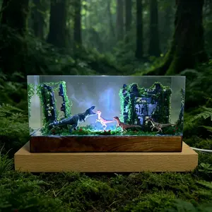 T-Rex Dinosaur Resin Night Light Handmade Velociraptor Resin Art Decorative Lamp Prehistoric Jurassic Dinosaur 3D World Diorama Creativity Lamp Home Office Desk Decor Unique Fun Table Decor, Ideal Birthday Holiday Gift for Him/Her
