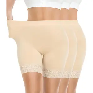 3 Pack Lace Slip Shorts for Under Dresses Women Smooth Anti-chafing Boyshorts Seamless Underwear Safety Shorts