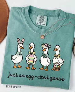 Comfort Colors Easter Vibes Same Silly Goose Shirt: Funny Coquette Spring Humorous Apparel, Christian Easter Cute Bunny Goose Tee Streetwear