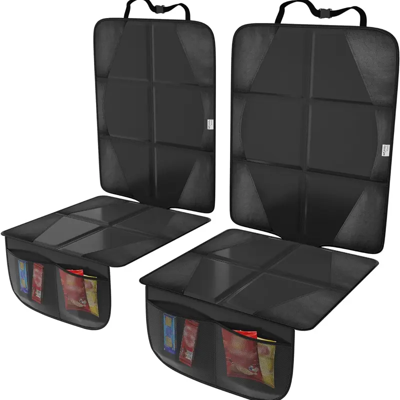 2-Pack Car Seat Protectors - Waterproof Fabric, Non-Slip Design, Thick Padding & Mesh Storage Pockets for Kids, Pets & Travel