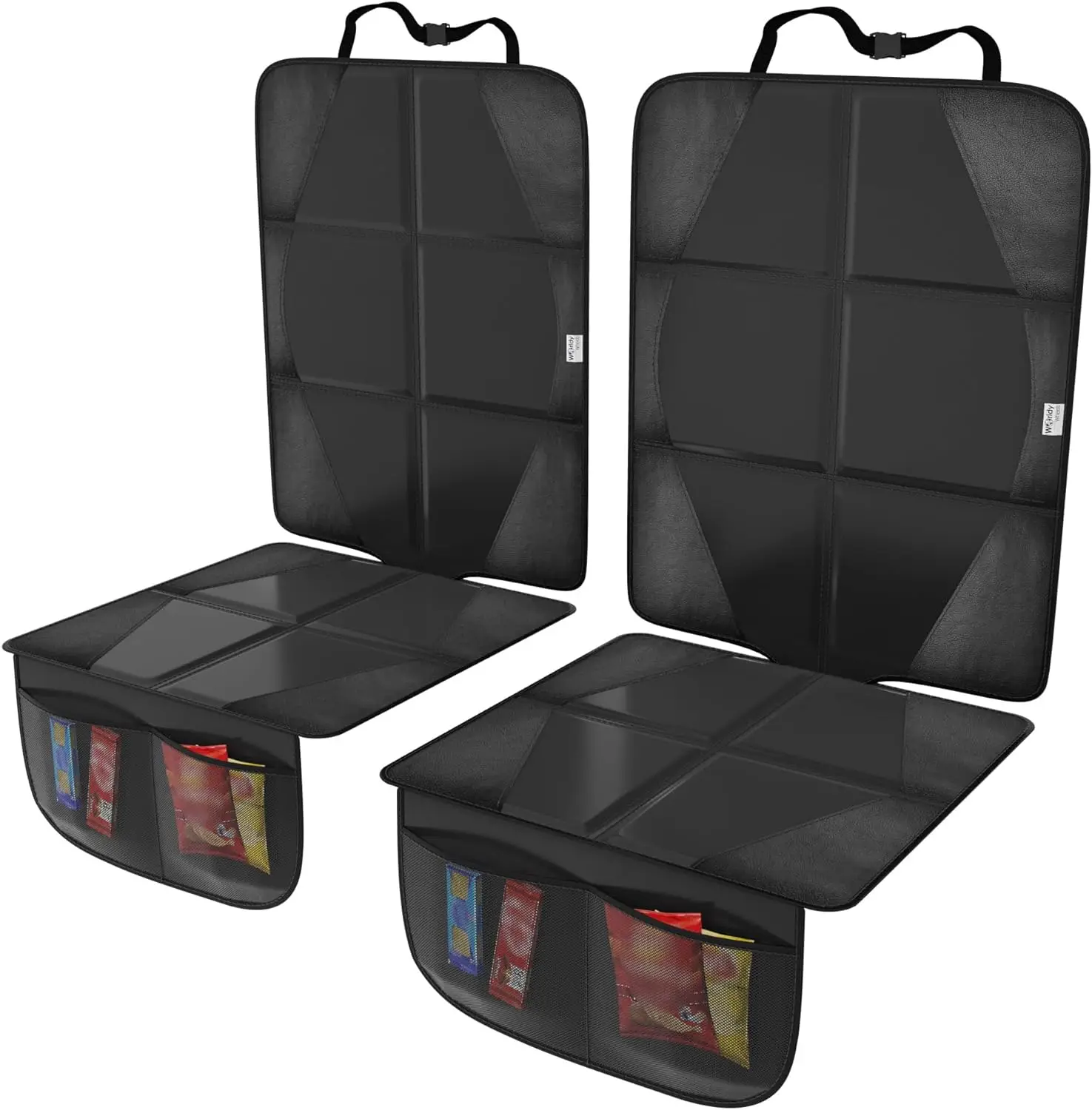 2-Pack Car Seat Protectors - Waterproof Fabric, Non-Slip Design, Thick Padding & Mesh Storage Pockets for Kids, Pets & Travel