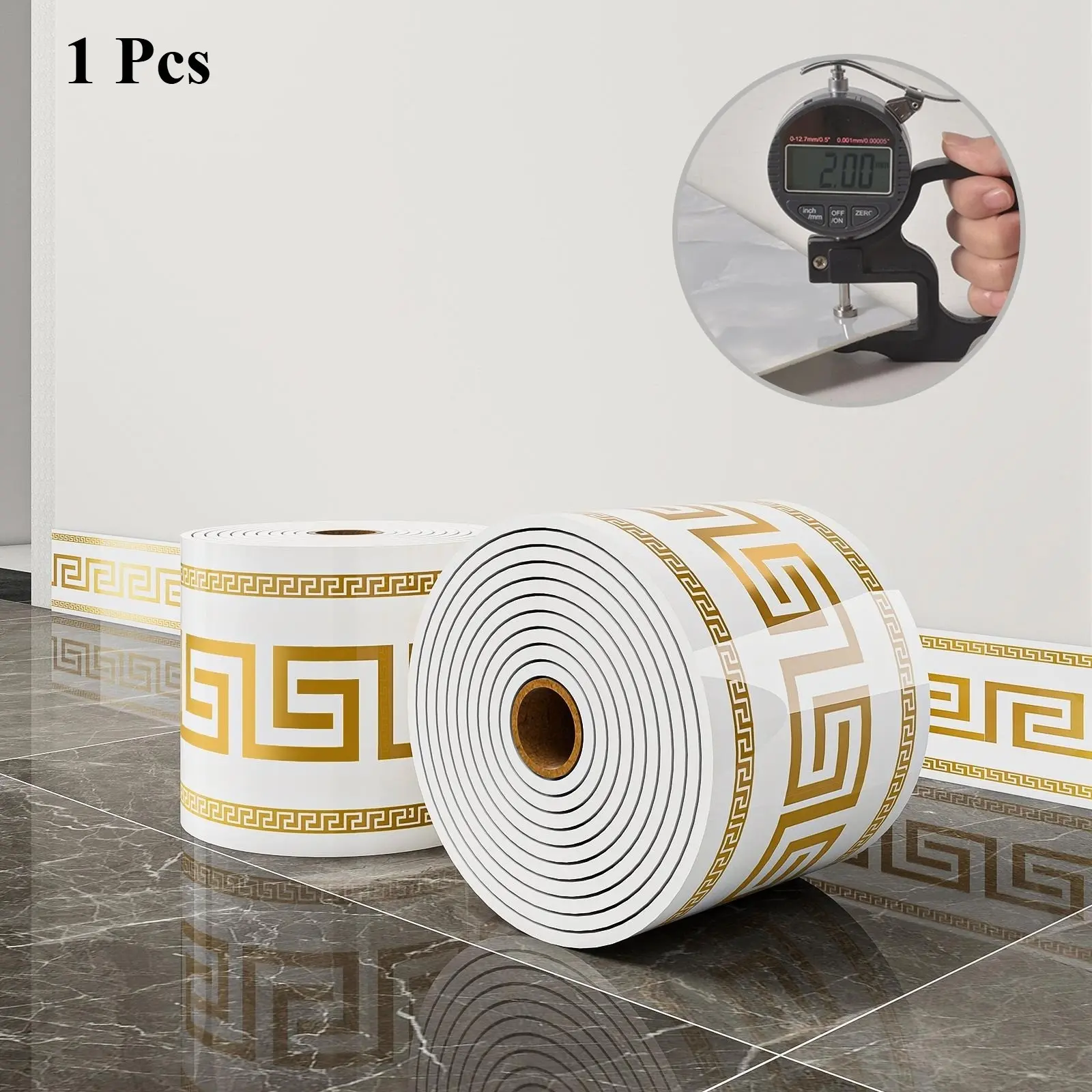 1 roll, 197 inches x 3.94 inches, thickened version, European-style marble tile panel wallpaper, Bathroom Peel And Stick Wallpaper, self-adhesive PVC faux brick, peel and stick, DIY removable with no residue, waterproof, wear-resistant, long-lasting
