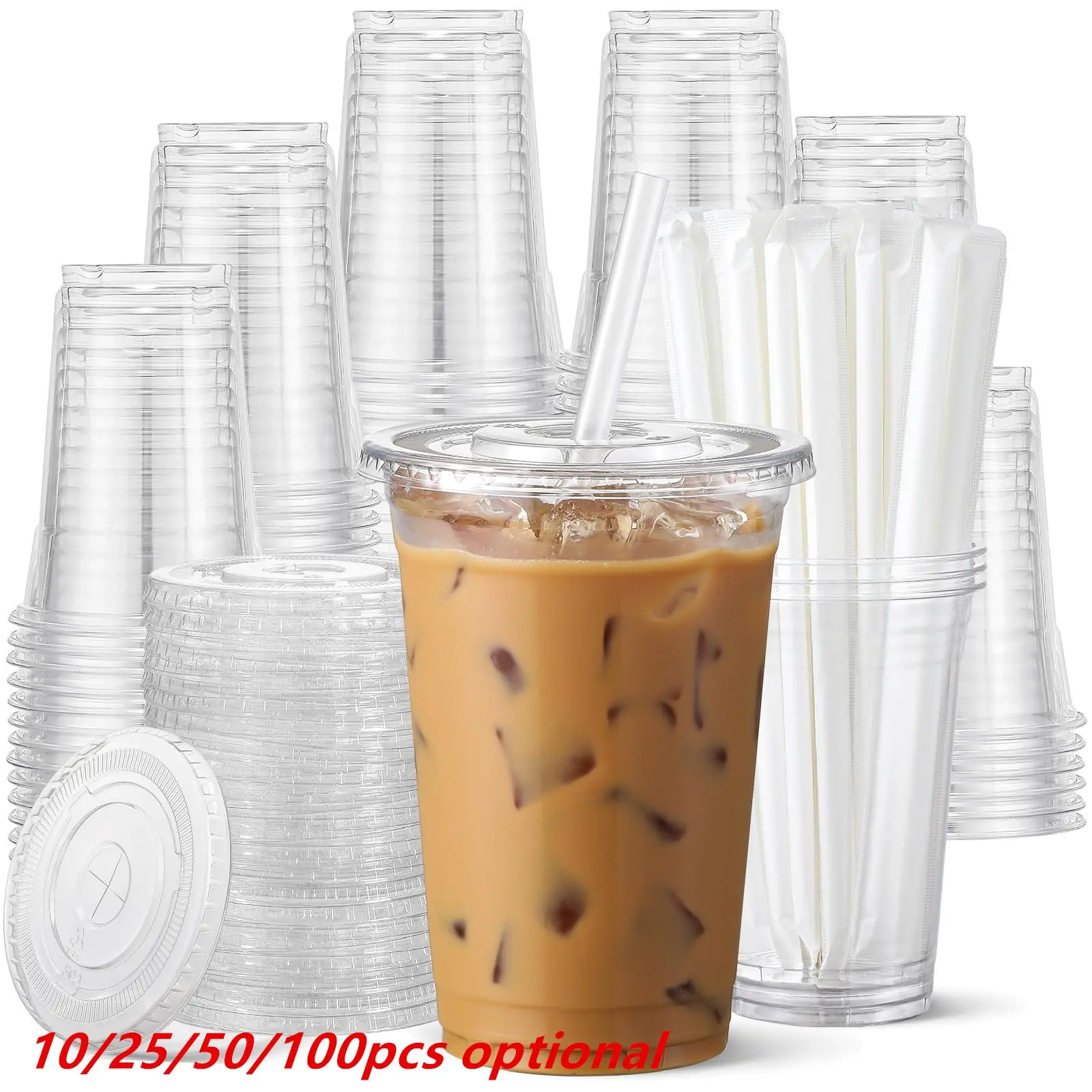 20oz Plastic Cup with Lid & Straw, Transparent Reusable Ice Coffee Mug, Stylish Drinkware, Durable BPA-Free Drinkware for Cold Beverages, Plastic Clear Tumblers, Kitchen Drinkware Cups