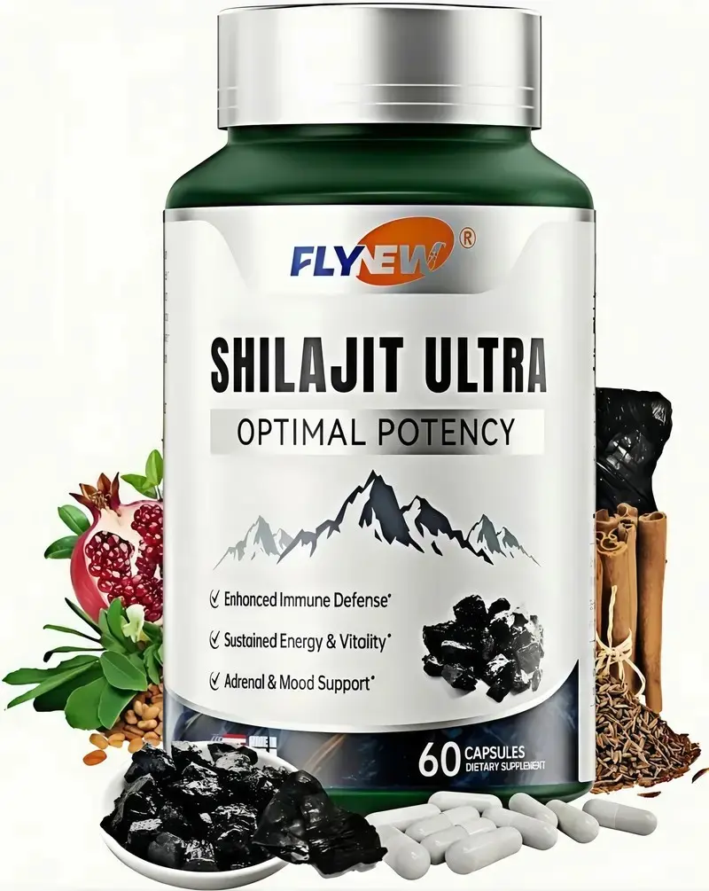Premium FLYNEW Vitamin Optimal Potencyi Shilajit Ultra Adaptogen Energy Stamina lmmune Antioxidants Made in USA 60 Capsules Healthcare Organic Fitness Supplement DietaryNatural hmb supplement Edible creatine monohydrate protein