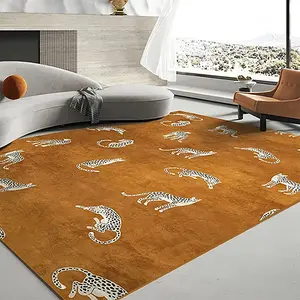 Leopard Print Rug, Animal Printed Rug, 1 Count Non-slip Soft Floor Mat, Decorative Carpet for Home Living Room Bedroom Study Room, Home Decor, Room Decor, Christmas 2024 Ornament, Christmas Gift Ideas, Stocking Stuffers, Home Decoration