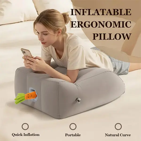 Inflatable Multi-Position Support Pillow  Ergonomic Design for Hip Elevation, Back & Foot Relief Soft Comfortable 0-Pressure Cushion Portable Compact Air Pillow for Home Bed Sofa Travel Anti-Slip Fabric – Close Fit Support