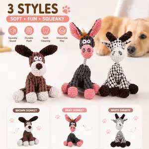 3 Pack Cute Animal Plush Dog Toys – Squeaky Chew Toys for Aggressive Chewers, Teeth Cleaning & Interactive Play, Perfect Gift for Puppies & Dogs